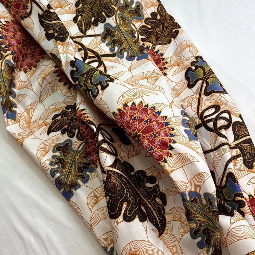 African Wax Fabric/ AA Kingdom - Green, Dark Orange, Dark  Brown Floral 46